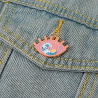 creative punk eye enamel pin ocean wave metal brooch button badge jacket backpack accessories gifts women men jewelry wholesale