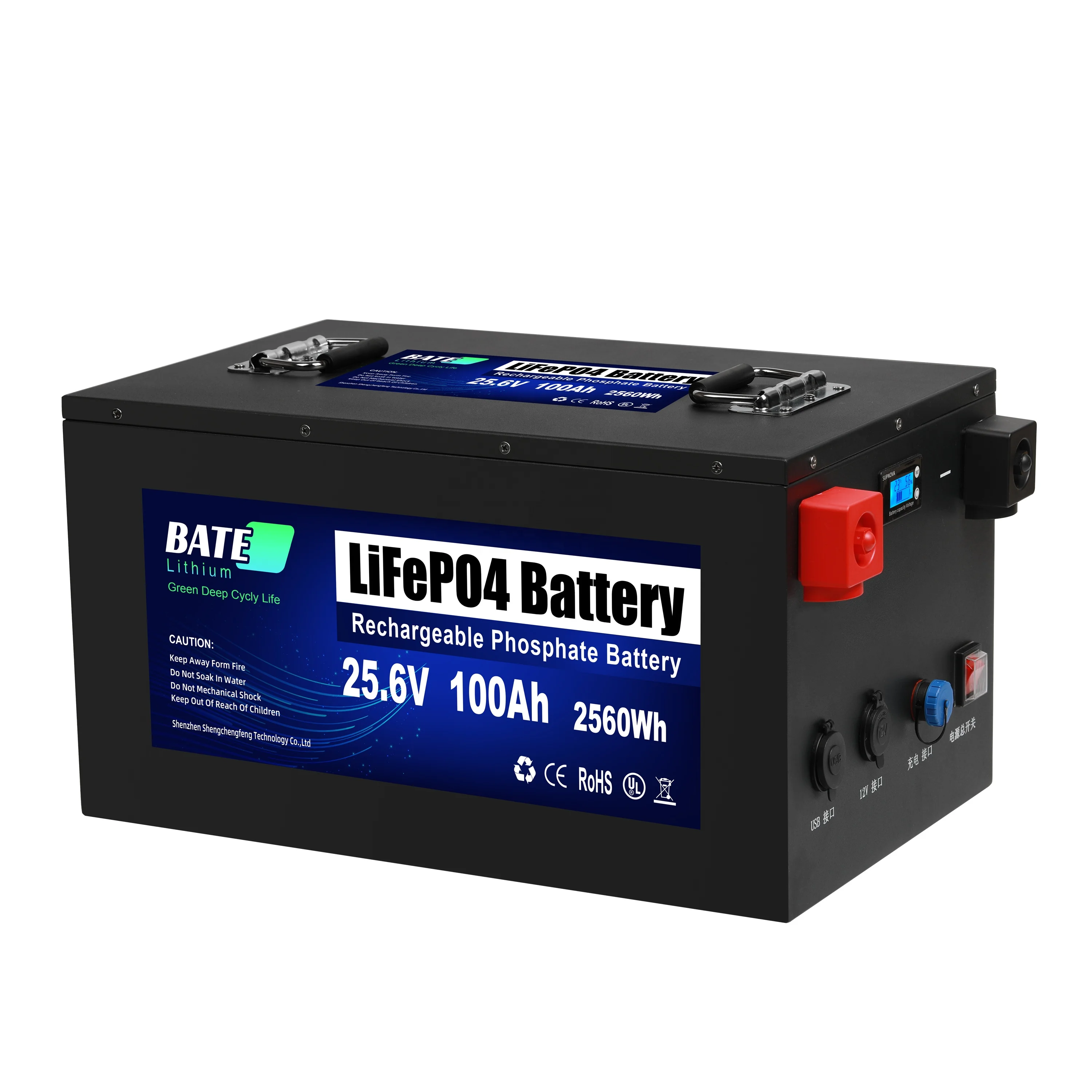 

New 24V 100Ah 2 USB Ports Easy Charging Power Energy Storage Lifepo4 Battery Pack 100ah for Phone Laptop