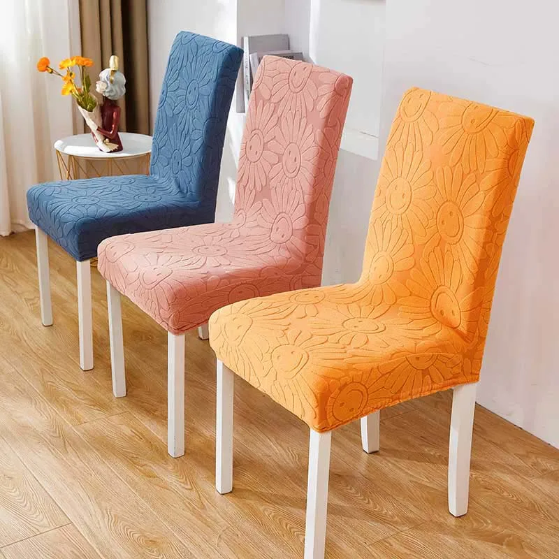 Embossed Stretch Dining Chair Cover With Back Jacquard Velvet Covers For Chairs Kitchen Extensible Wedding Home |