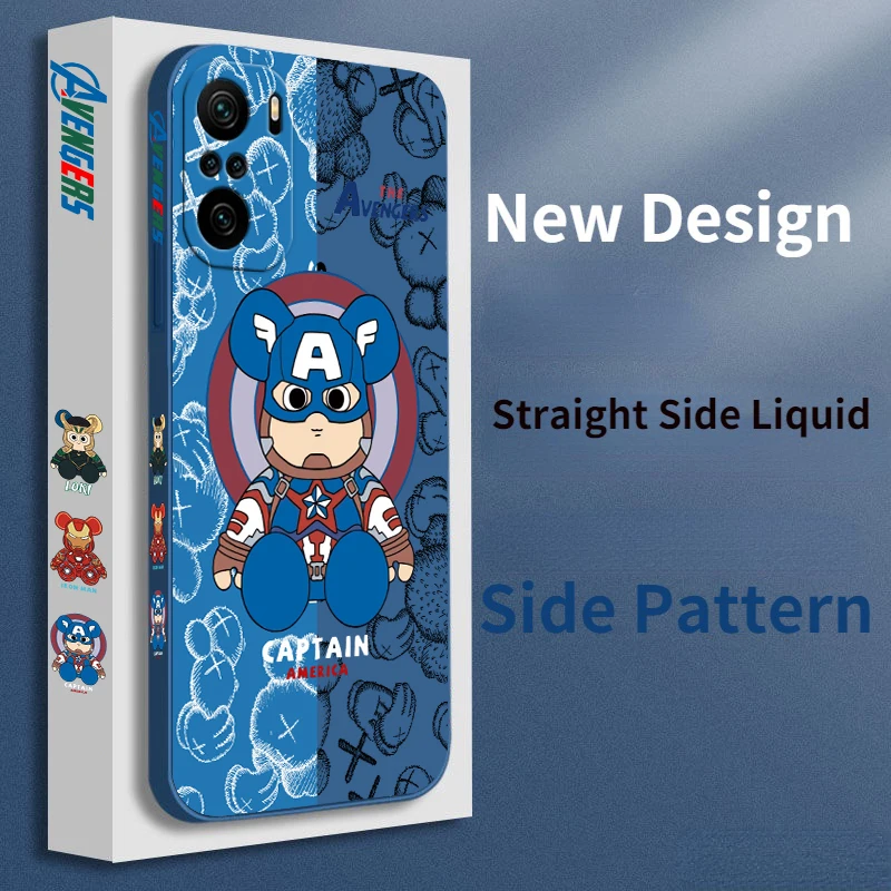 

Marvel Cartoon iron man Loki Cover For Xiaomi Redmi Note 12 12Pro 11 11S 11T 10S 10 Pro Plus 5G Liquid Left Rope Phone Case