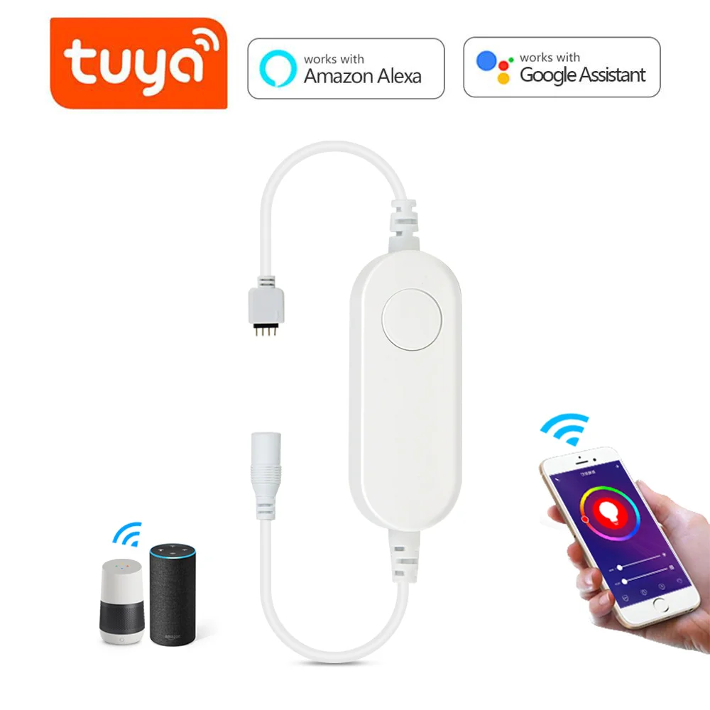 Tuya Smart Life WiFi Controller USB 5V DC 12V 24V  Lamp Work Alexa Google Home for RGB Led Strip