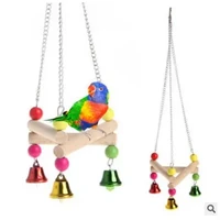 2022new 1pc pet bird hanging swing toy birds cage pendant chew toy colorful parakeet cockatiel catch cage with bell chewing toys