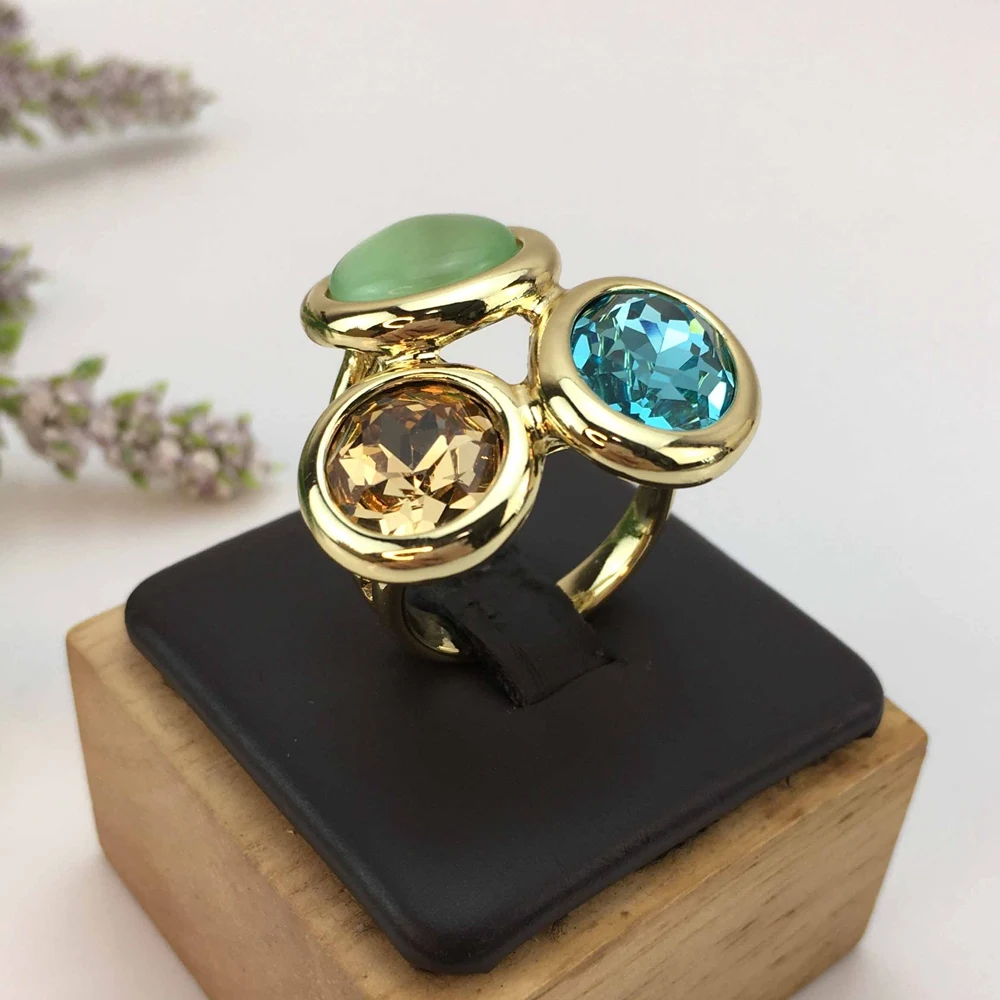 

Yuminglai High Quality Ladies Party Real Gold-plated Colorful Stone Ring Free Delivery Jewelry Gift FHK15567