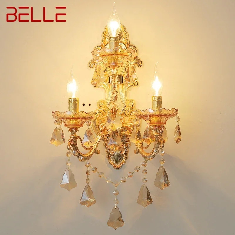 

BELLE Luxurious Crystal Wall Lamp European Style Candle Lamp Living Room Restaurant Bedroom Villa Hotel Engineering