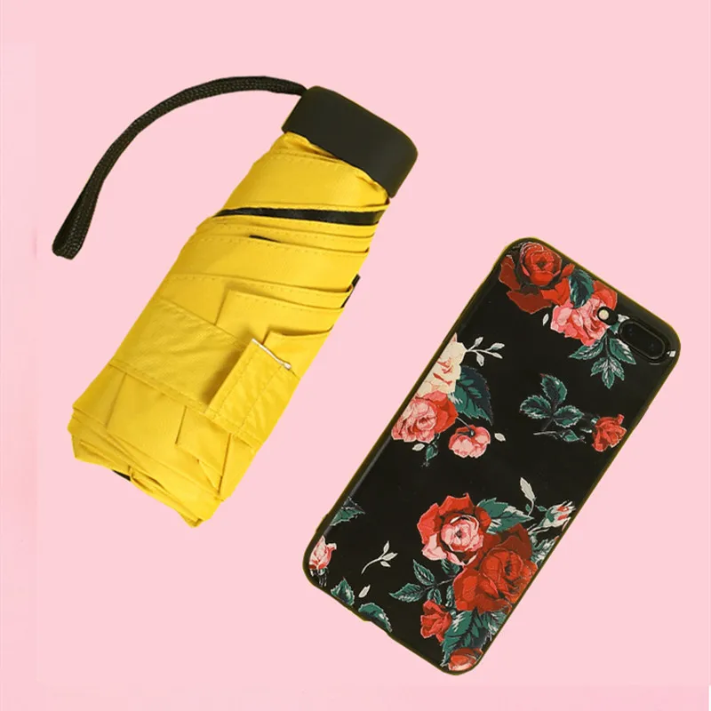 Складной легкий женский зонт черный зонтик с покрытием складной портативный