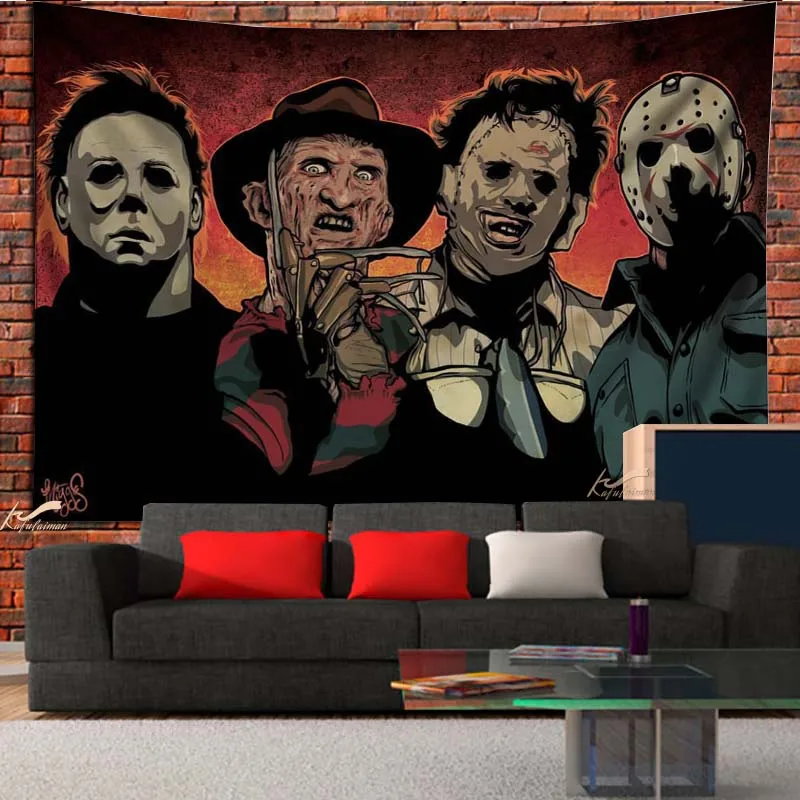 

Home Decor Horror Movie Tapestry Halloween Decoration Blood Clown Resurrection Art Wall Hanging 230x180cm tapiz