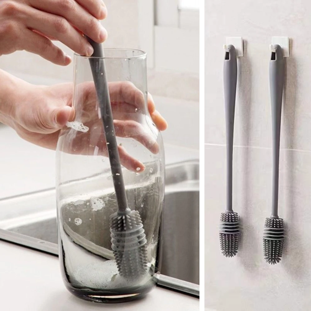 

Silicone Cup Brush Cup Scrubber Glass Cleaner Kitchen Cleaning Tool Long Handle Drink Wineglass Bottle Glass Cup Cleaning Brush