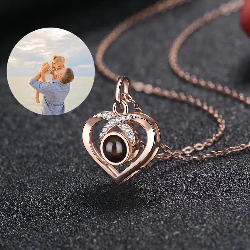 

BOEYCJR Personalized Photo Custom Titanium Necklace&Pendant Fashion Jewelry Simple love-shaped projection Necklace For Women