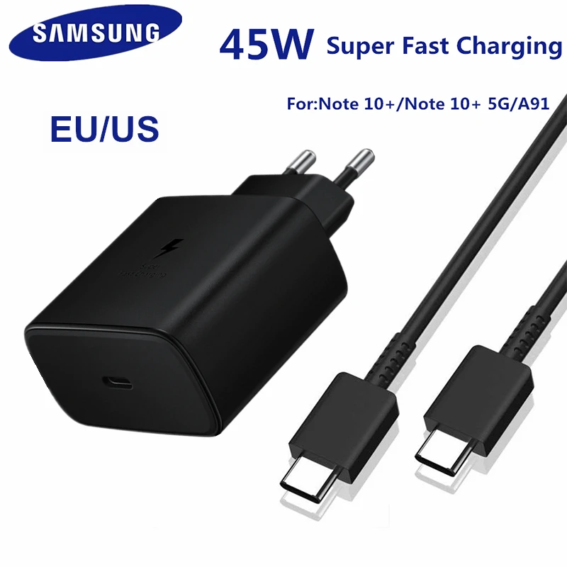 

45W Samsung Note10 Plus Super Fast Charger Travel USB Pd Pss Fast Charging Adapter EP-TA845 For Galaxy S20+ S20 Ultra A91 A71