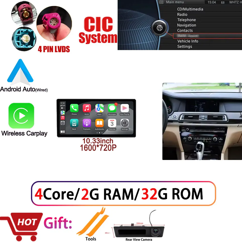 

12,3-дюймовый автомобильный радиоприемник для BMW серии 7 F01 F02 2009-2015 Android 15, автомобильный аксессуар, монитор Carplay, мультимедийный радиоплеер Speacker