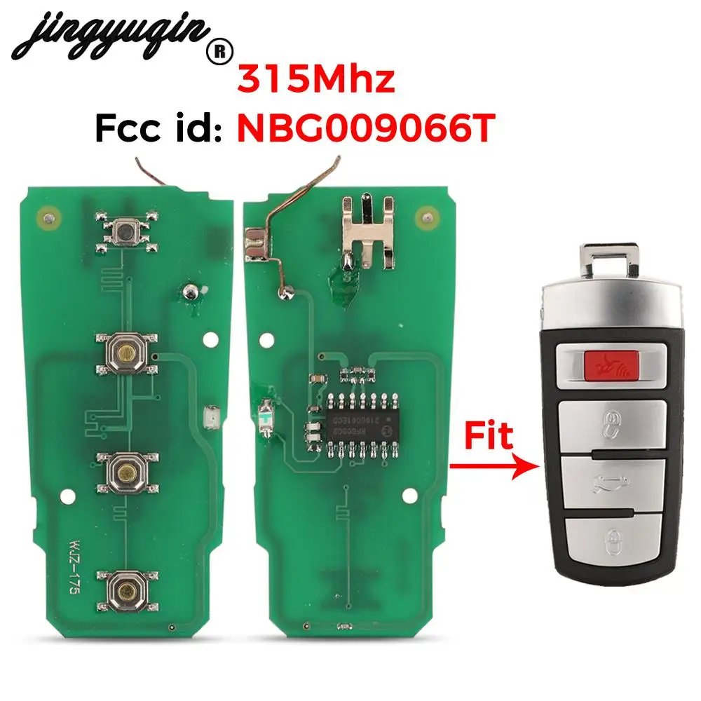 

jingyuqin for VW Volkswagen Passat 2006-2013 CC 2009-2015 Remote Key Circuit Board 315Mhz ID48 Chip 4 Buttons Fob NBG009066T