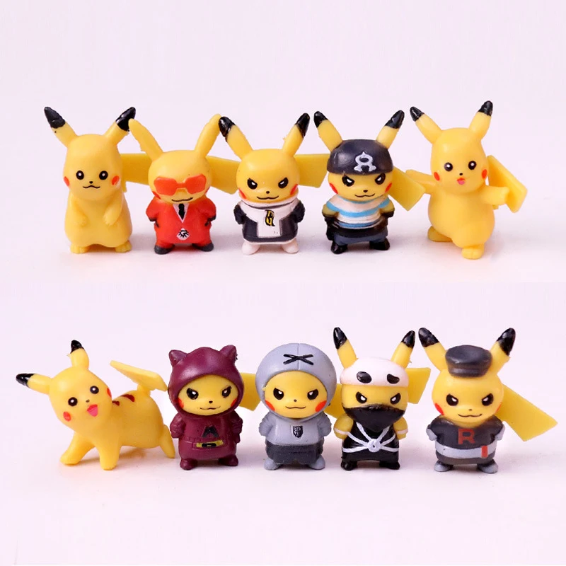 Pikachu Cosplay Rocket Team Mini 3.5cm Kawaii Doll Pvc Collectible Model Toy Kid Gift
