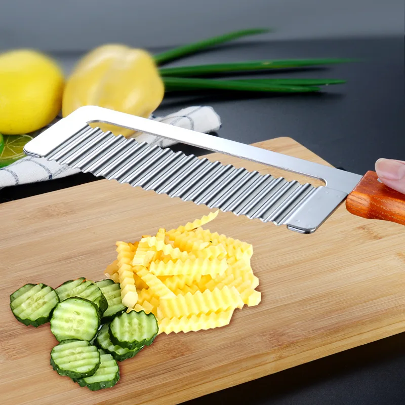 

Волнистый нож для резки картофеля, резак из нержавеющей стали для картофеля фри, нож для фруктов, овощей, моркови, инструменты, кухонный гаджет