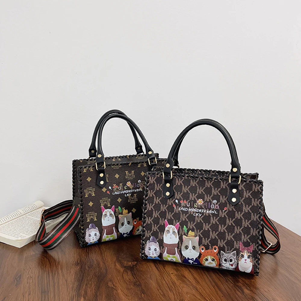 New Printing Tote Bag Handmade Woven Bag Set DIY Material Shoulder Homemade Bags Large Capacity Women Handbags Shoulder Bag