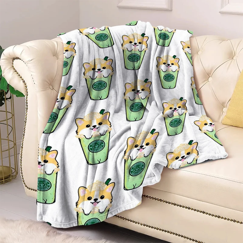 

Corgi Kawaii Blanket for Decorative Sofa Blankets Cute Boho Home Decor Bedspread on the Bed Bedroom Decoration Throw Fluffy Soft