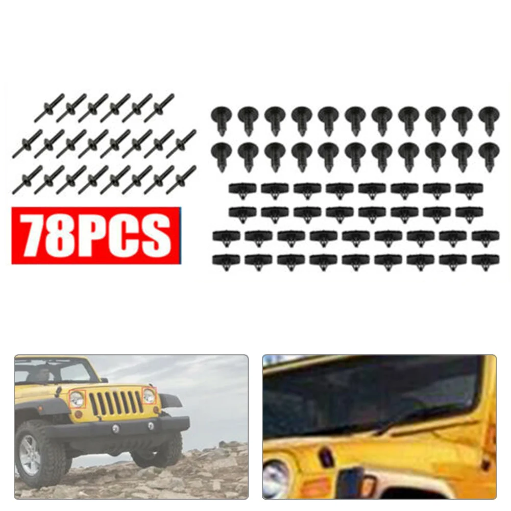 

Car Fastner Clips Clips Screw Black Retainer Rivet For Jeep Wrangler JK Models 2007-2018 Interior Accessories 7.8mm