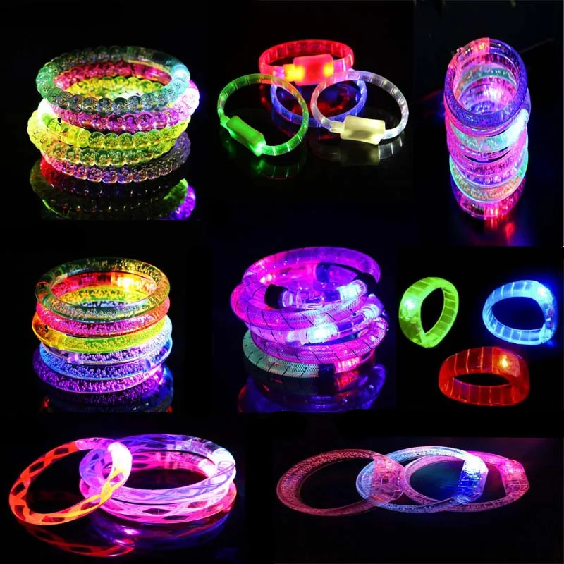

2023 New Multiple Colorful LED Flashing Wristband Glowing Bracelet Bangle Cheer Props Lighted Toys Rave Glow Party Supplies