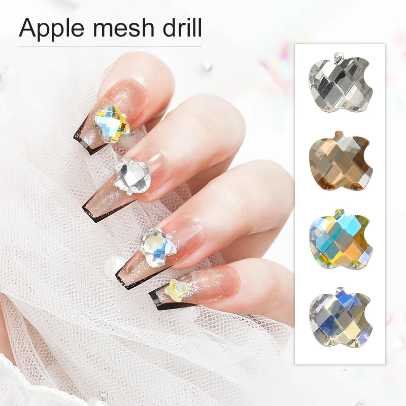 

Rhinestones Nail Art Flatback Glass Apple Glitter Accessories Decoracion Uñas Gems Crystals All For Manicure Luxury Charms 20pcs