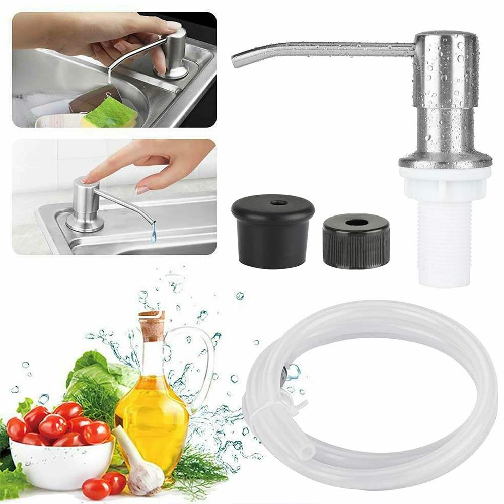 

Pump Head Bottle Stopper Kitchen Sink Extension Tube Durable Stainless Steel Accessories Soap Dispenser Kit No Frequent Refills