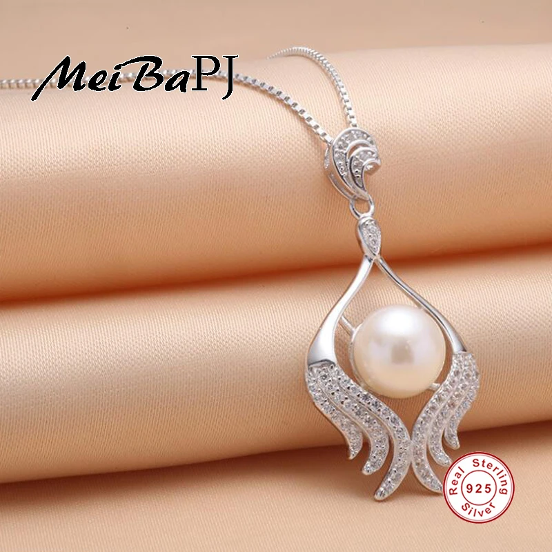 [MeiBaPJ]Wholesale Price Freshwater Pearl wings Pendant Necklace S925 Sterling Silver Lovely flower Charm Jewelry Gift | Украшения и