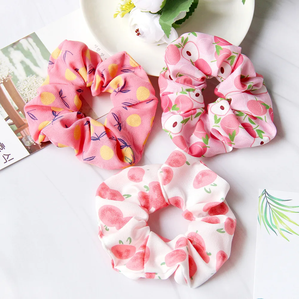 

Wide Fruit Printed Elastic Hair Bands Sweet Apple Banana Pony Hair Ties Rubber Bands Scrunchies Women Girls Hair Accessories