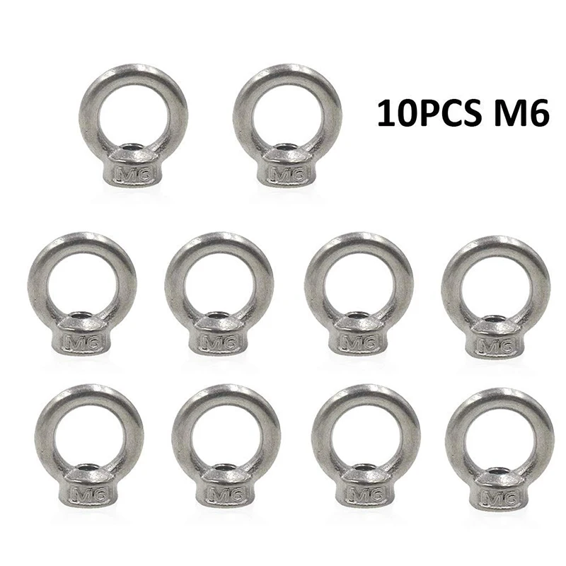 

10 шт. M6/M8/M10 Метрическая кольцевая форма подъемная гайка из нержавеющей стали 304 подъемная гайка с резьбой Крепление