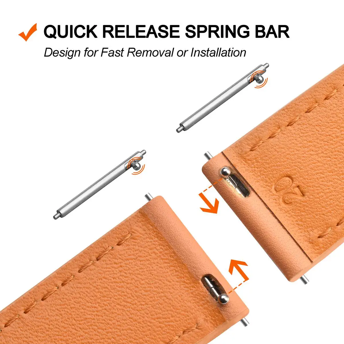 ANNEFIT Genuine Leather Watch Band 18mm 19mm 20mm 21mm 22mm Quick Release Replacement Watchband Strap Stainless Steel Buckle