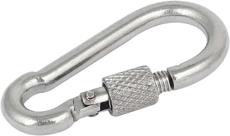 

Keszoox 2-Inch Length 304 Stainless Steel Spring Snap Hook Carabiner W Screw Lock