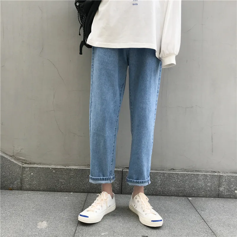 

Summer 2022 Fashion Teenagers Solid Color Thin Jeans Men's Brand Ankle Length Straight Pants Loose Trend Wild Casual Denim Pants