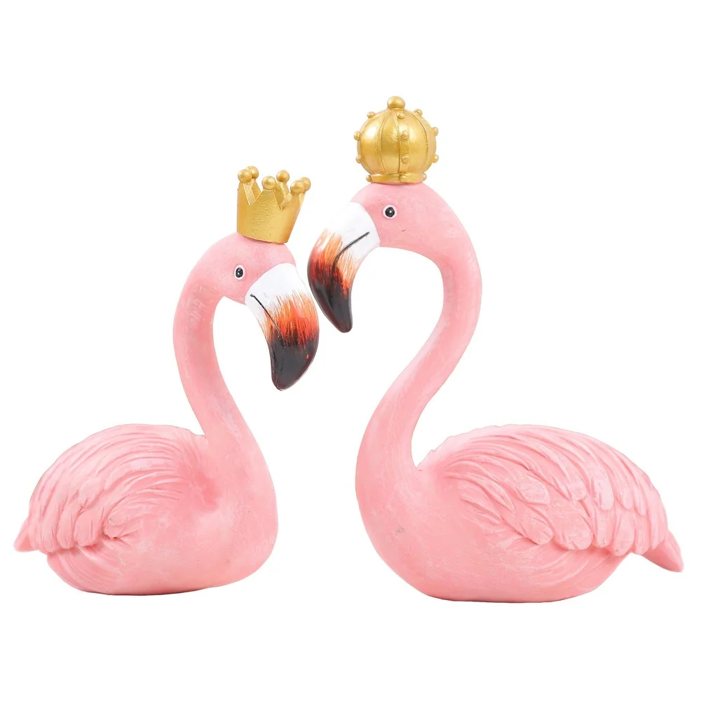 

Queen King Flamingo Home Decoration Resin Crafts Cake Ornaments Birthday Supplies Lovebirds Living Room Decor Nordic Style