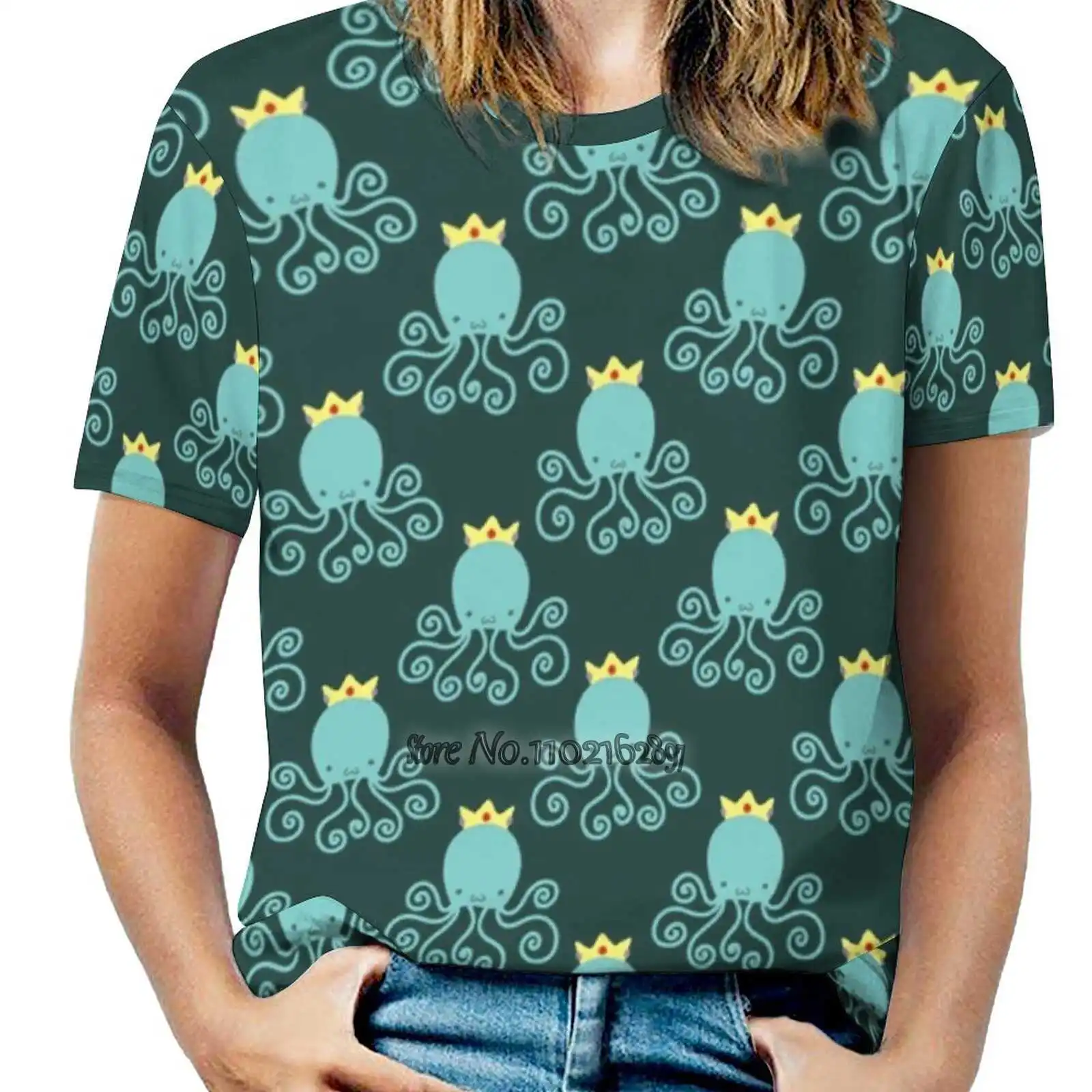 Футболка женская с принтом осьминога пикантная рубашка завязкой сзади пуловер