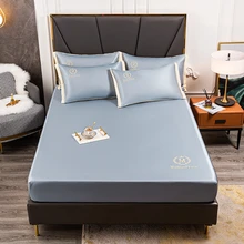 Home Textiles Washable Ice Silk Fabric Summer Bed Cover Deluxe Double Bed King Size Solid Color Ice Silk Foldable Mattress Sheet