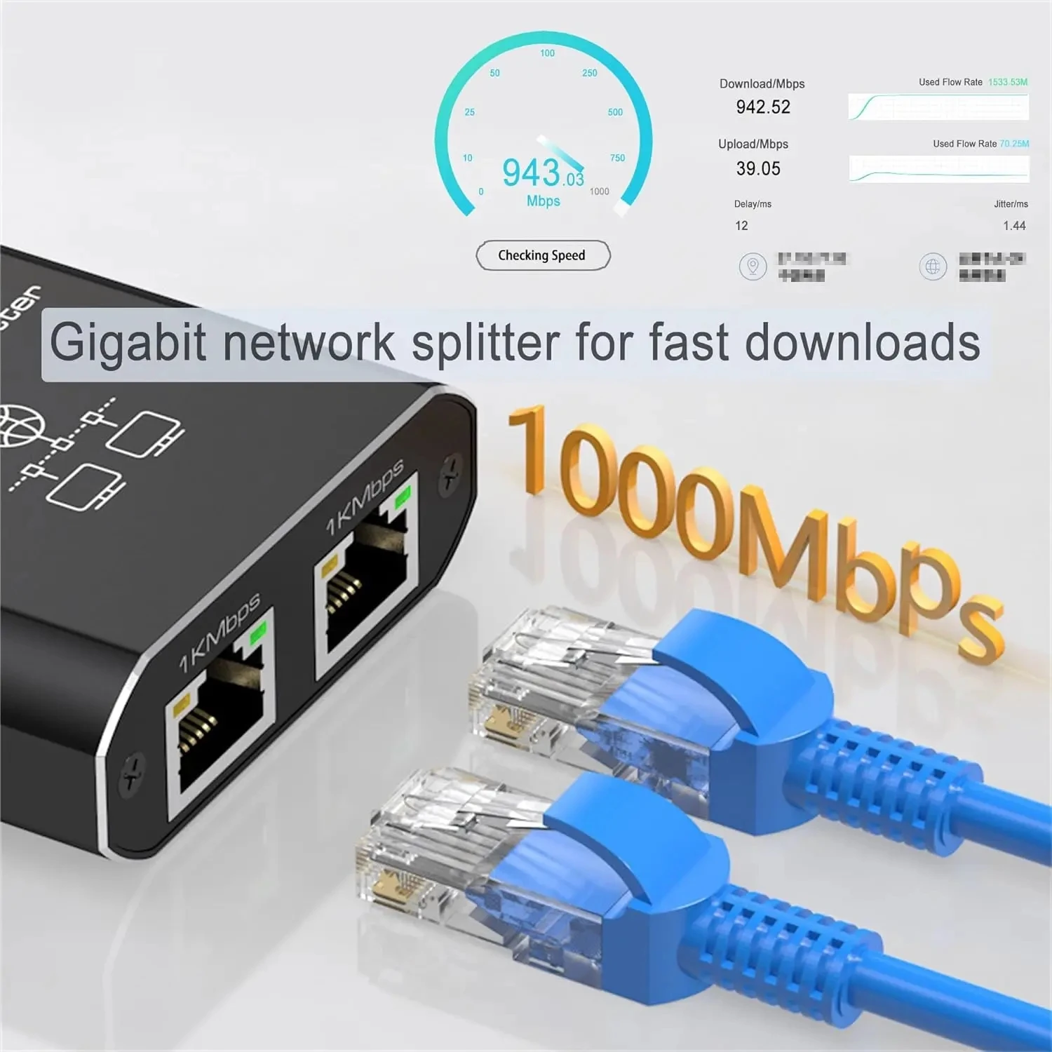 Сетевой разветвитель Gigabit RJ45, 1000 Мбитс, 1-2 канала, локальный Ethernet-разветвитель, 1 Гб, сетевой соединитель 2 устройства онлайн одновременно (art.: 3920c5dd0610c) - 3920c5dd0610c