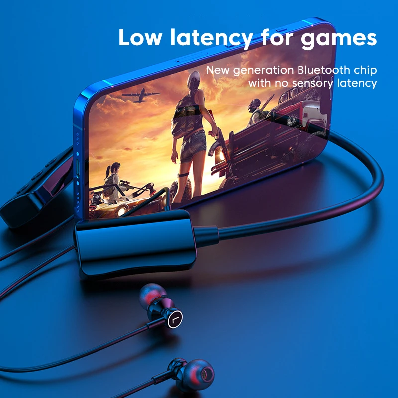 Беспроводные наушники Bluetooth 5 0 с шейным ободом силиконовые Hi-Fi 9D стерео