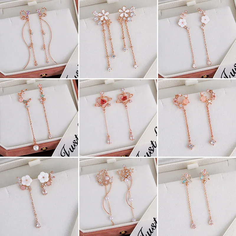 Корейские Изысканные Новые серьги с бабочками и цветами, модные темпераментные длинные серьги с кисточками, элегантные женские ювелирные изделия для банкета