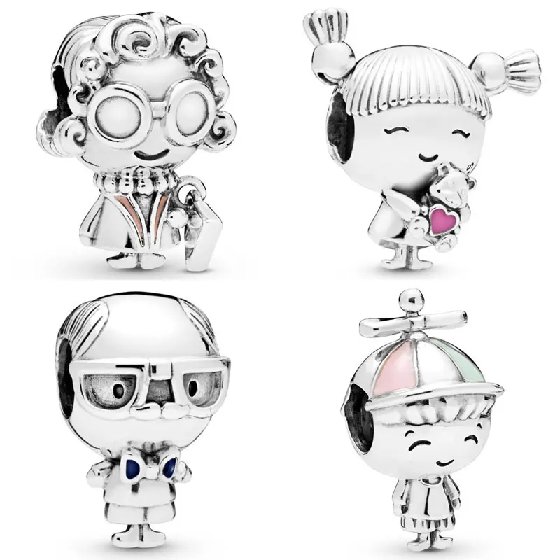 

Original Enamel Grandma Grandpa Bouncing Pigtails Girl Propeller Hat Boy Beads Fit Pandora Bracelet 925 Sterling Silver Jewelry
