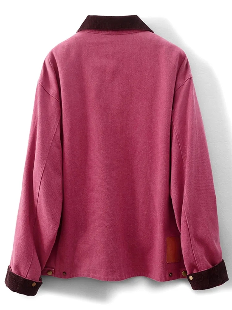 Прилавок хлопковые рубашки с лацканами контрастного цвета в стиле ретро верхняя