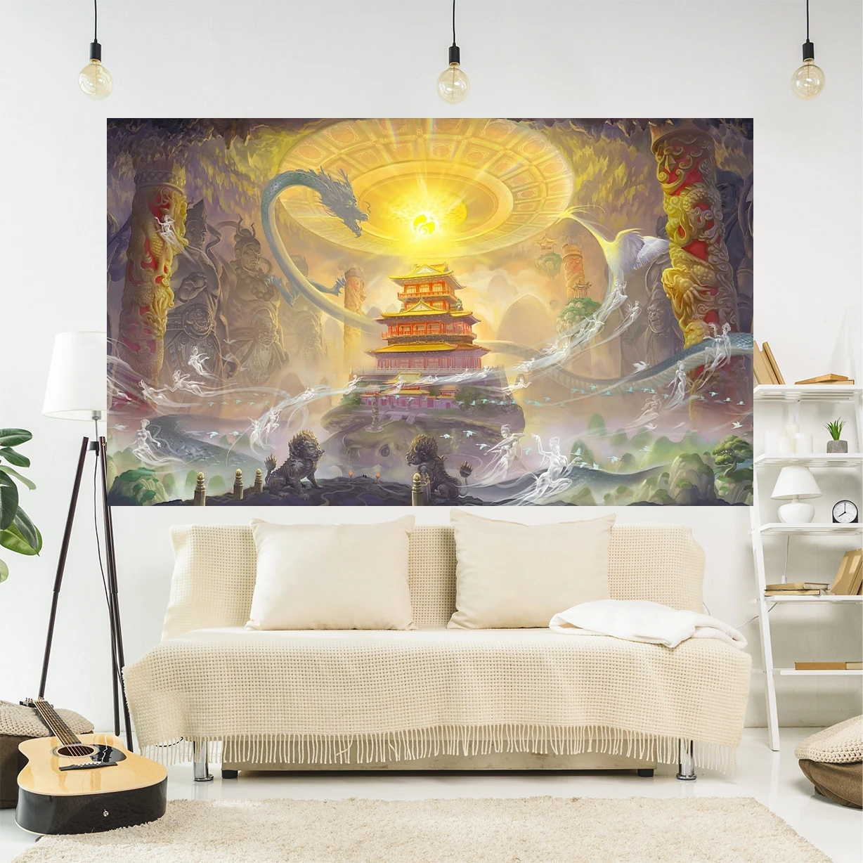 

Anime Scene Illustration Castle Series Fantasy Background Decoration Wall Tapestry Polyester Material Home Bedroom