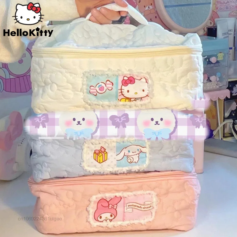 Sanrio Hello Kitty New White Makeup Bag High Capacity Multifunctional Storage Bag Lovely Gift Y2k Girl Cartoon Cute Pink Handbag