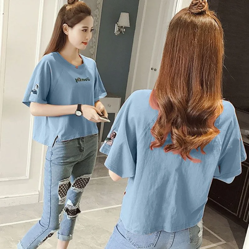 

Cute Kawaii Women's Crop Top Short Sleeve Pink T-shirt Woman Funny Original Glitter In Cotton Free Shipping Offe Slim O Clothing