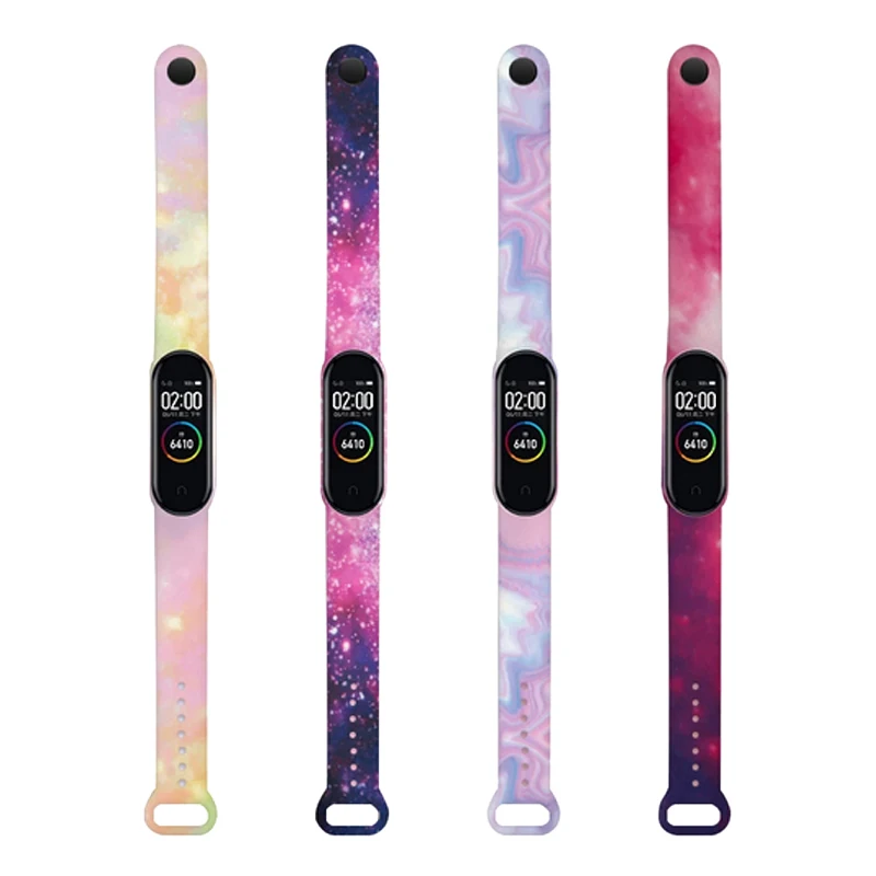 For Mi Band 6 5 4 3 Strap Printing Silicone Magic Pattern Xiaomiband Replacement Watchband Bracelet Smart Sports Fitness Wrist