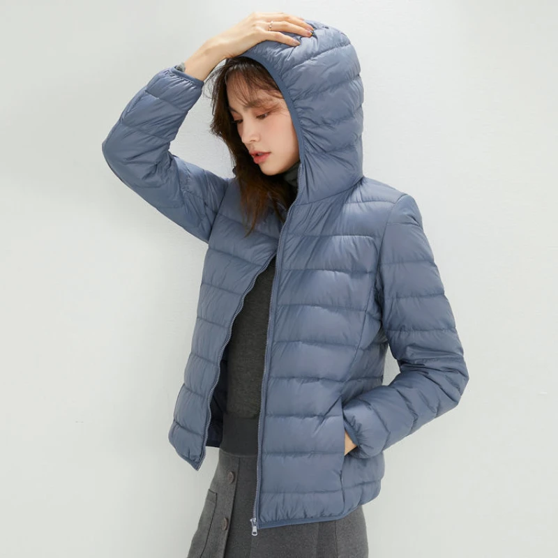 2022 New Fashion Ultra Light Down Jacket Soft Matte Fabric Winter Feather Jacket Warm Coat Hooded Parka Female Portable S-4XL