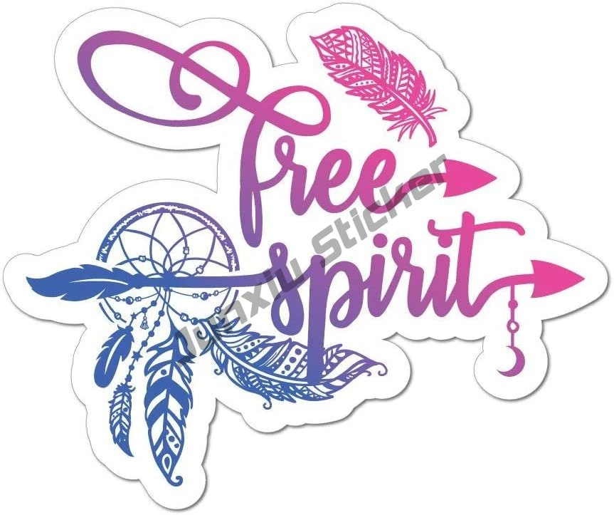 

Наклейка на автомобиль Free Spirit, стикер в стиле хиппи, вдохновляющий бохо, религиозный Ловец снов, бампер, Крышка корпуса, лобовое стекло, наклейка на внедорожник s