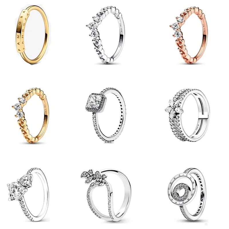 Hot Sale New Ladies Fashion 925 Sterling Silver Swirl Crown Rings Multi-Ring Pave Sparkling Pave Rings Suitable for Women Weddin