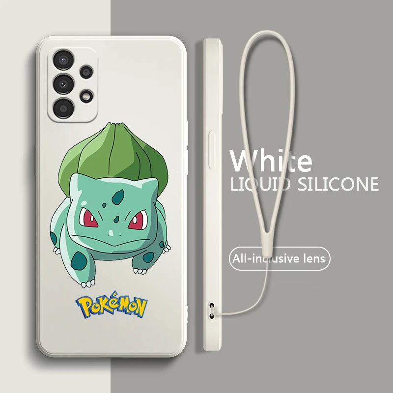 

Pikachu Anime Art Liquid Rope Case For Samsung A91 A81 A71 A51 A41 A31 A11 A30 A50S A3 A03S A02 A01 Core Cover