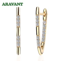 gold color cubic zirconia hoop earrings for women fashion jewelry