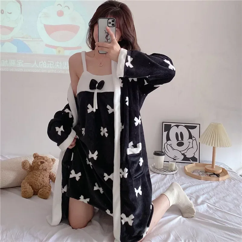 2 шт. Женские Фланелевые ночные рубашки-халаты