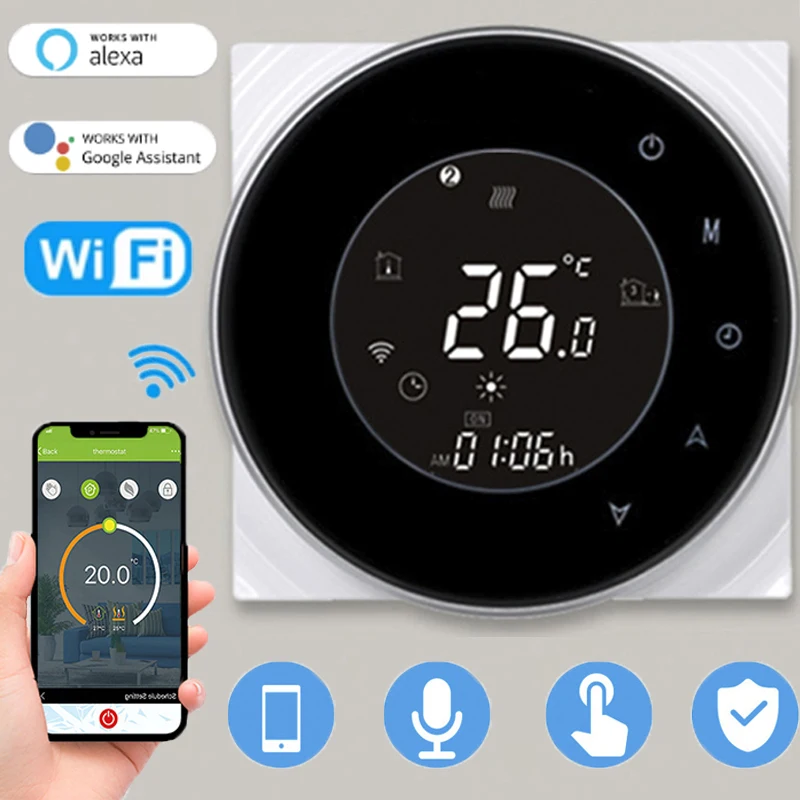 

WIFI Smart LCD Touch Thermostat Water Heating Electirc Floor Heating / Water Gas Boiler Temperature Controller Google Home Alexa