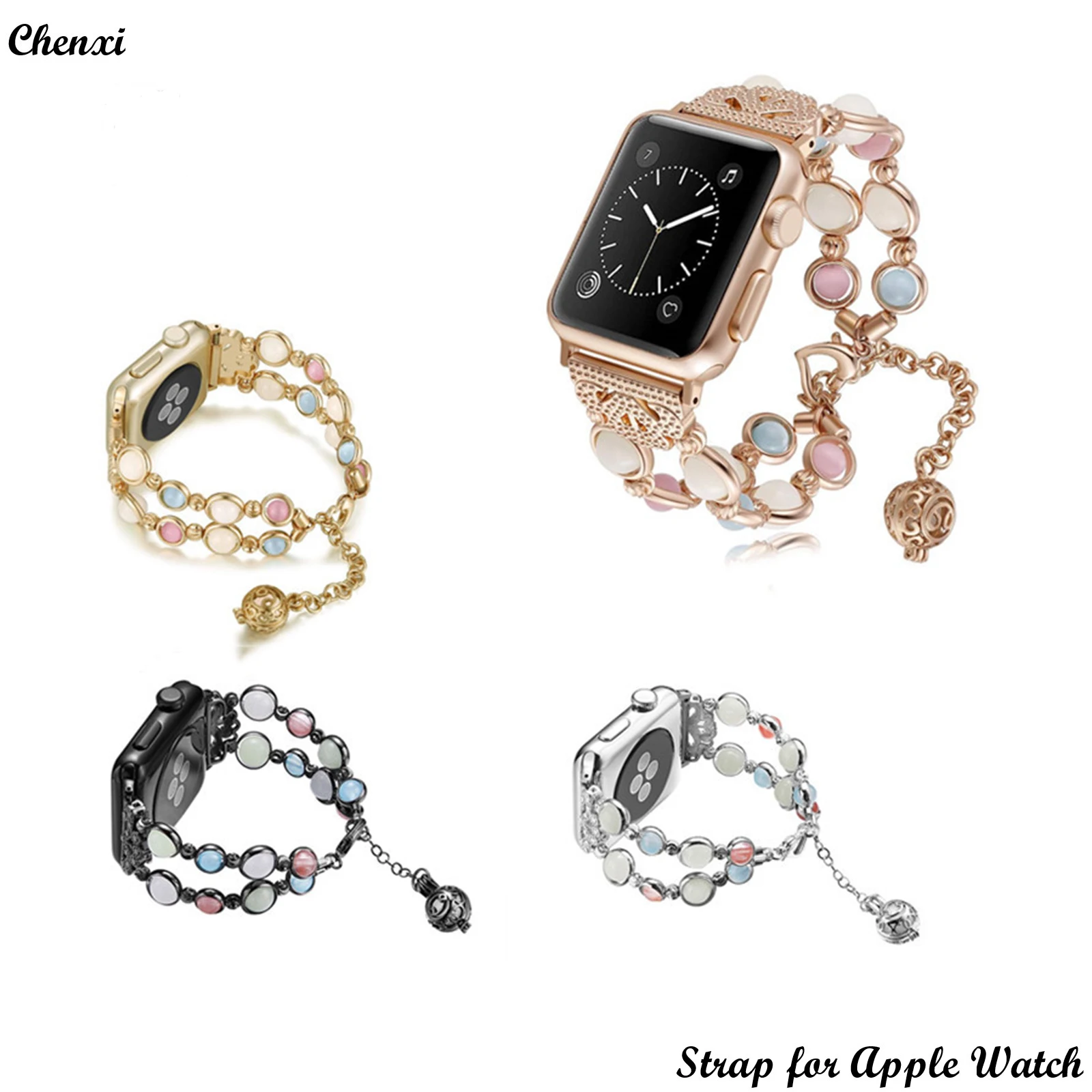 Creative luminous metal strap for Apple Watch band bracelet chain iwatch series87654321SE Ultra 38 40 41 42 44 45mm women wrist