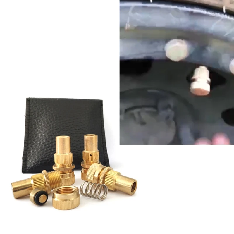

4x Universal Car Tire Deflators Accessories Kit Offroad Brass Automatic Auto Tire Air Down Tool Tyre Bleeder Set -Valve D7YA